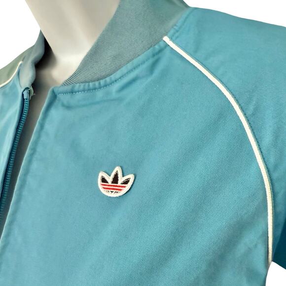 adidas x CLOT Edison Chen Blue Green White Striped Collegiate Jacket size XS - Picture 6 of 14